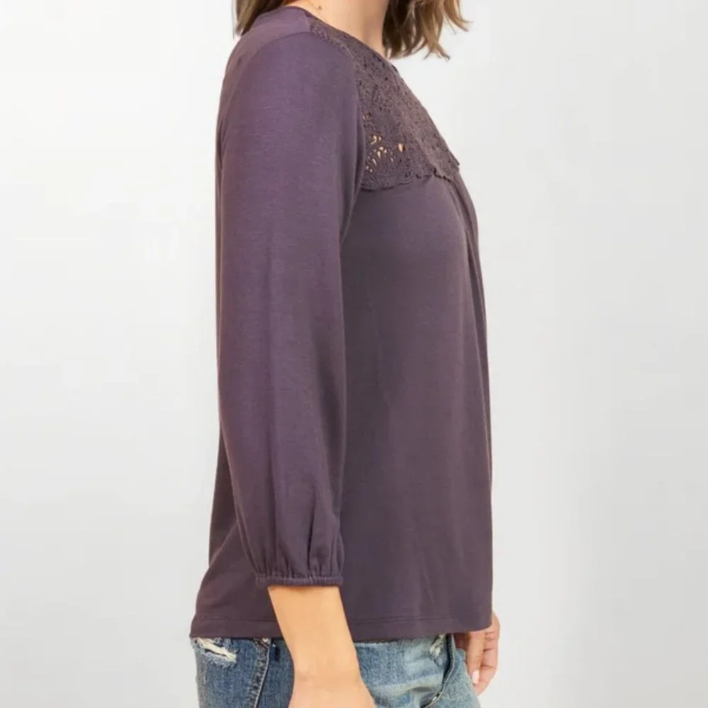 NWT Daniel Rainn Sevyn Knit Blouse with Lace - Picture 4 of 4